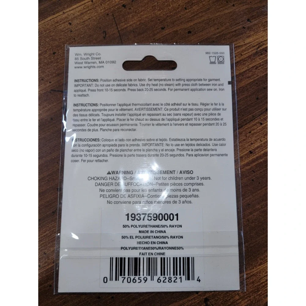 Wrights Skull and Roses Applique NIP Iron On